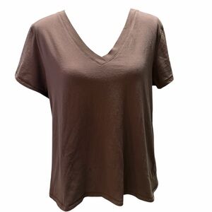 Nuuds V-Neck Brown Women's Top small